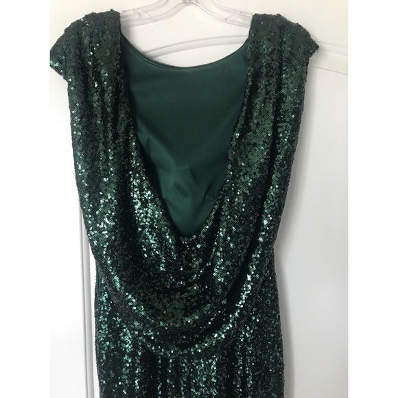 Emerald sequin formal prom dress evening gown - Picture 4 of 6